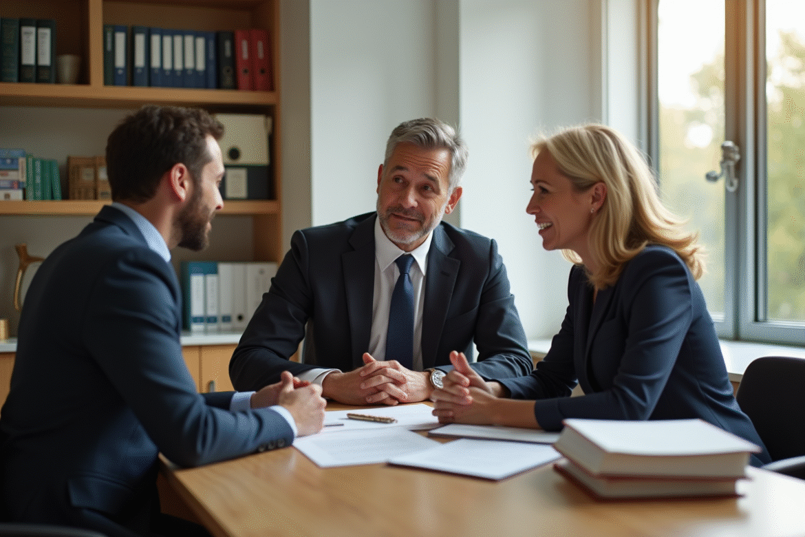 Avocat souriant dans un bureau moderne avec famille