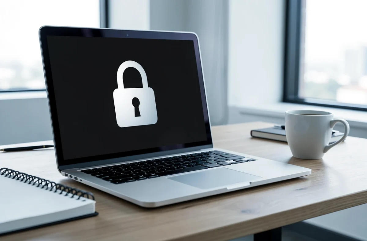 Cadenas affiché sur un écran d'ordinateur de bureau
