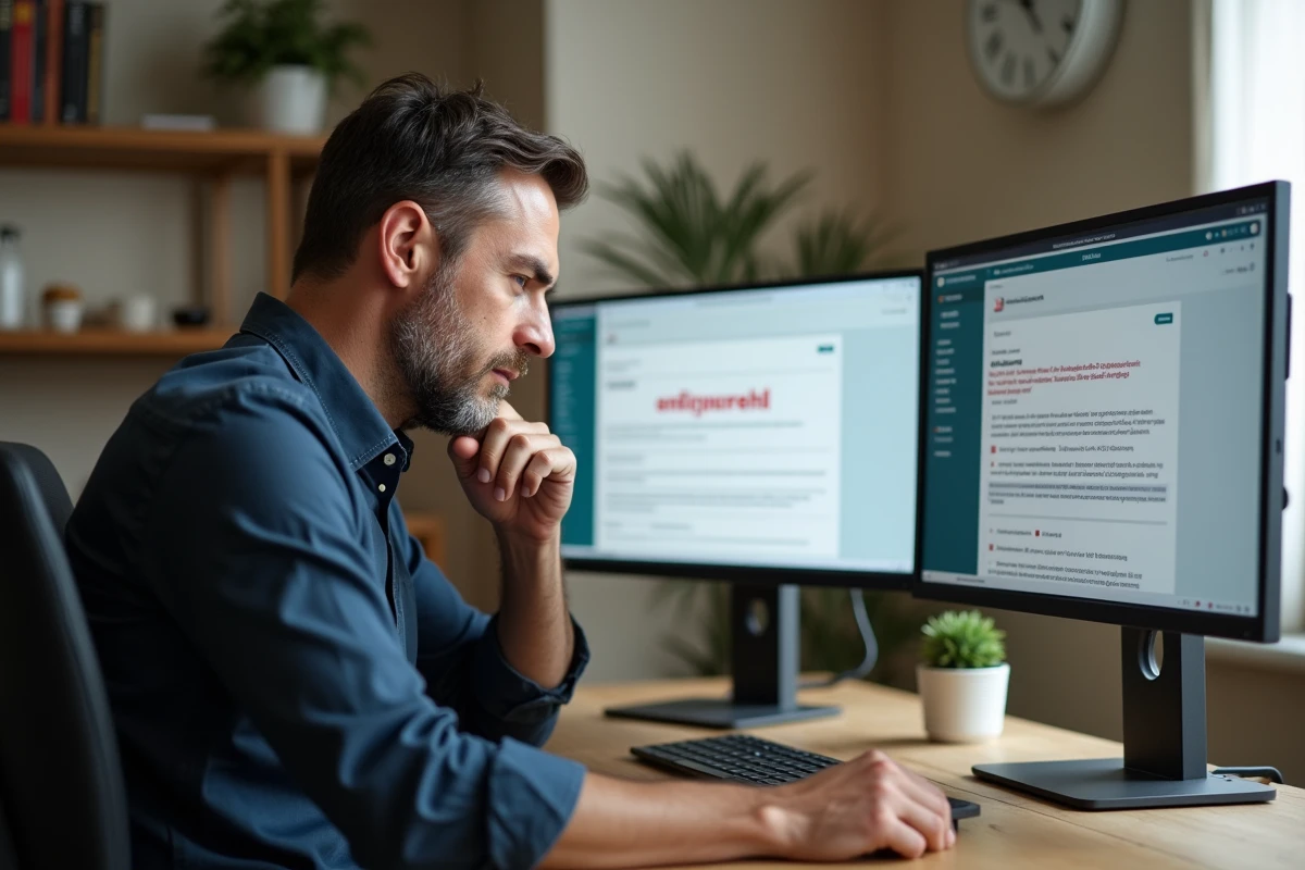 Homme en télétravail gérant des séquences de contact automatisées via un CRM tout en personnalisant ses messages