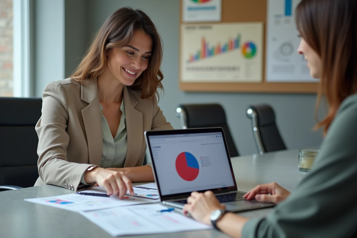 Femme professionnelle discutant avec collègue en réunion