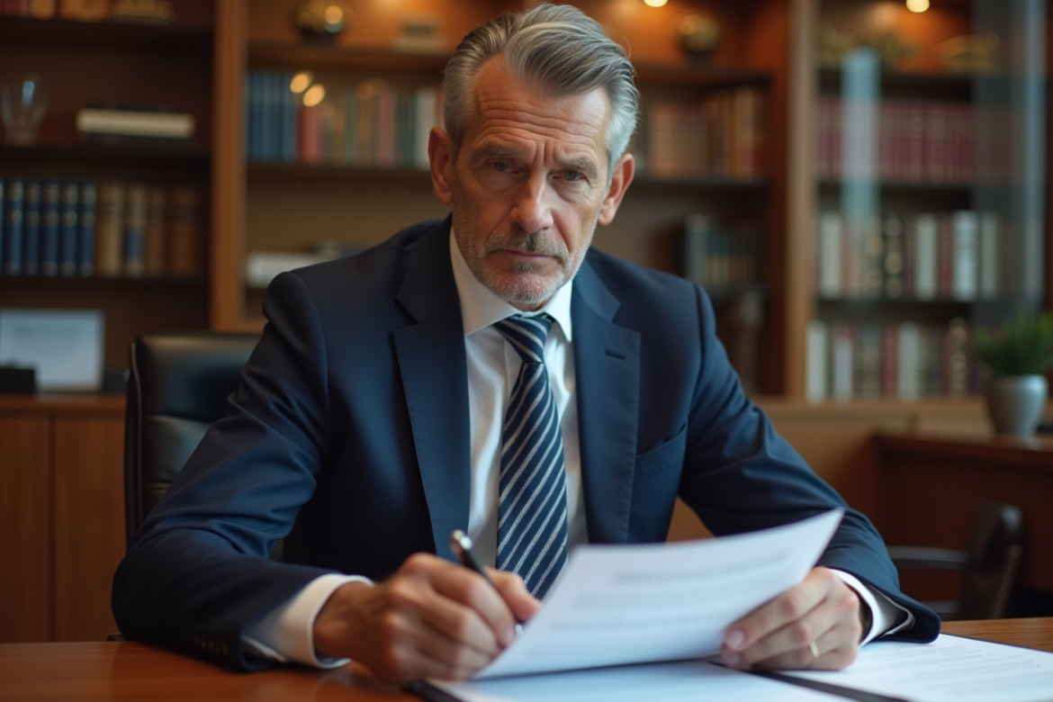 Homme d'affaires en costume dans un bureau officiel
