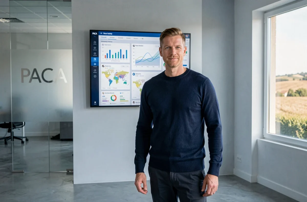 Stratège digital de l'agence Mooood 2 en PACA présentant un tableau de bord de stratégie numérique multicanal